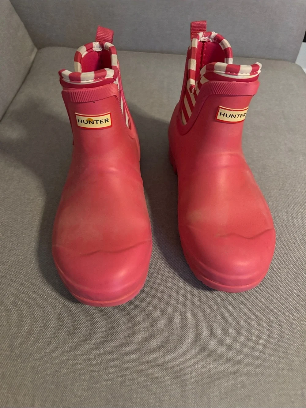 Hunter Kids Hot Pink Waterproof Play Boots with Striped Cuff